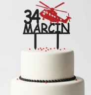 topper na tort urodziny personalizacja WYBÓR KOLORÓW PARA HELIKOPTER!!!