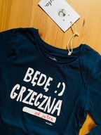 endo Bluzka z długim rękawem granatowa Będę grzeczna od jutra Roz.122 cm