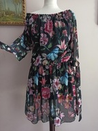 włoska s SUKIENKA hiszpanka kwiaty szyfonowa 36