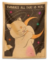 Tkanina naścienna pionowa KOT kotek KSIĄŻYC atronomia plakat na ścianę boho