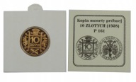 10 ZŁOTYCH 1938 KLAMRY-KOPIA MONETY PRÓBNEJ, NEFRYT, UNIKAT (nakład 10 szt)
