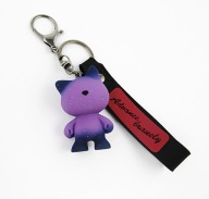 Brelok do torebki kluczy damski misiek kotek fioletowy ombre kropki nos