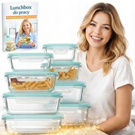 8X Szklane Pojemniki Na Żywność Pojemnik LUNCHBOX do Mikrofali + GRATIS