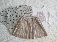 Pepco spódnica plisowana nowa bluzka i sweterek roz 128-140