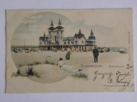 Świnoujście pomost zamek plażowy dama na piasku molo cudne ujęcie 1903