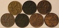 2 GR GROSZE 1923, 1925, 1927, 1928, 1931, 1932 i 1933 rok - ZESTAW 7 SZTUK