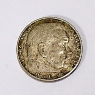 Srebrna moneta 2 marki III Rzesza Hindenburg mennica A 1938 oryginał
