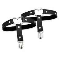 Opaski na uda do pończoch serce regulowane eko skóra para