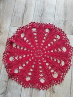 Serwetka serweta obrus czerwona szydełkowe rękodzieło misterne cacko śr60