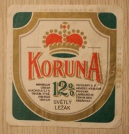 ETYKIETA - KORUNA - PIVOVARY HRADEC KRALOVE - LANSKORUN - SVETLY LEZAK