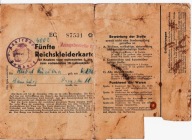 III Rzesza – karta obuwnicza dziecięca 1944/45, kompletna, punktacja+kupony