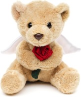 MIŚ ANIOŁEK Z RÓŻĄ 13 CM PLUSZOWA MASKOTKA PREZENT WALENTYNKI DZIEŃ MATKI