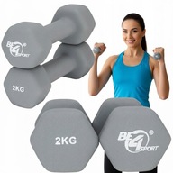 HANTLE NEOPRENOWE CIĘŻARKI ŻELIWNE ZESTAW 2x2kg BE4SPORT HEX