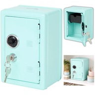 MINISEJF NA KLUCZ SKARBONKA METALOWA NIEBIESKI 2 KLUCZE