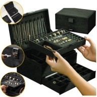 Szkatułka na biżuterię kuferek etui organizer czerń IDEALNE NA PREZENT