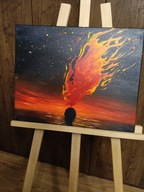 Obraz akrylowy 40×50 „Płomień nadziei” – unikat – dar na aukcję WOŚP