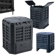 KOMPOSTOWNIK OGRODOWY DUŻY DOMOWY PLASTIKOWY 360L JEDNOKOMOROWY CZARNY