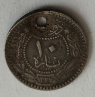 moneta Turcja Imperium Osmańskie 10 para 1909