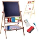 Dwustronna Tablica Edukacyjna Drewniana dla Dzieci 3w1