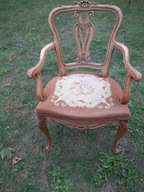 FOTEL Ludwikowski Tapicerowany Vintage Glamour Do Toaletki RZEŻBIONE