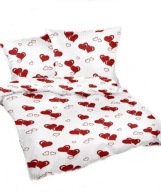 pościel z satyny 160x200 + 2x70x80 zamek S serduszka b-x