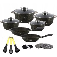 KOMPLET GARNKÓW MARMUROWYCH PATELNIA GARNKI ZESTAW