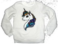 H&M MISIOWA BLUZA JEDNOROŻEC CEKINY J NOWA