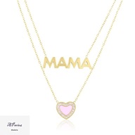 Cp12267 Celebrytka złocona podwójna "Mama" serce