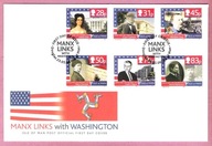 Anglia I.of Man 2006 FDC 6zn. wybitni Amerykanie pochodzący z Man