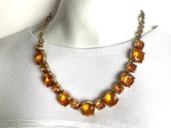 VINTAGE PIĘKNY NASZYJNIK ŁAŃCUSZEK Z KAMYCZKAMI 90