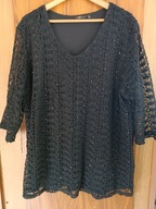 czarna koronkowa bluzka XLNT rozm.2XL cekiny
