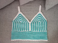 NOWY TOP SZYDEŁKOWY KRÓTKI BLUZKA CROP DZIERGANY PLAŻOWY PASECZKI 34 XS