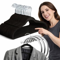 WIESZAKI WELUROWE NA UBRANIA DO SZAFY AKSAMIT PREMIUM CZARNE 20 SZT STYLOWE