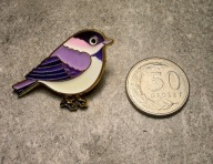 Pin przypinka fioletowy ptak ptaszek