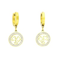 51760 Kolczyki złota stal chirurgiczna lilijki w kółku z cyrkoniami