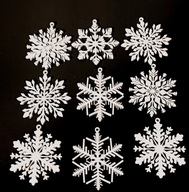 BIAŁE ZAWIESZKI ŚNIEŻYNKI BOMBKI NA CHOINKĘ 9szt ŚWIĄTECZNE