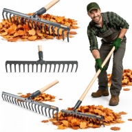 GRABIE OGRODOWE DO TRAWY Z TRZONEM METALOWE18 ZĘBÓW 158 CM MOCNE 47 x 153cm