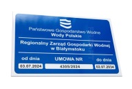 Metalowa indywidualna tabliczka wody polskie POMOST PRYWATNY numer umowy