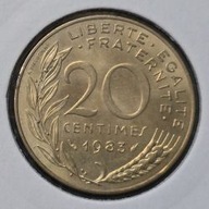 *FRANCJA [0112]*20 centymów CENTIMES 1983 Piąta Republika, Marianna Rośliny