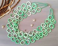 SURF Naszyjnik miętowy z masy perłowej szkła Toho kółka BlackberriesArts