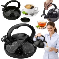 CZAJNIK STAL NIERDZEWNA CZARNY Z GWIZDKIEM 3L DUŻY GAZ INDUKCJA