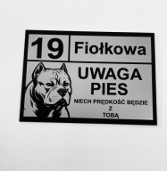 Tabliczka 2w1 Adresowa + UWAGA PIES amstaff pitbull cane corso