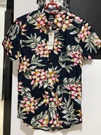 D Koszula hawajska Threadbare czerń duże kwiaty bawełna 100%