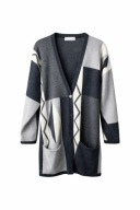 St. Michael kardigan wełniany vintage L długi geometryczny wool cardigan