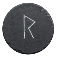 Okrągła Podkładka z Kamienia Łupkowego | Runa Raido | Grawer | 10 cm