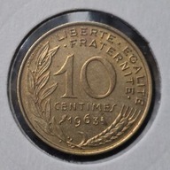 *FRANCJA [0113]*10 centymów CENTIMES 1963 Piąta Republika, Marianna Rośliny