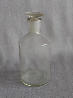SZKLANA BUTELKA LABORATORYJNA BUTELECZKA APTECZNA KARAFKA Z KORKIEM