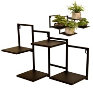 Kwietnik czarny metalowy Gramix metal półka na 4 kwiaty ozdoby wisząca