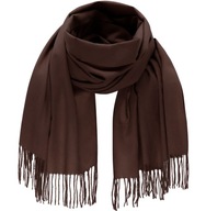 Czekoladowy SZALIK damski elegancki Modny SZAL gładki klasyczny CIEPŁY Brąz
