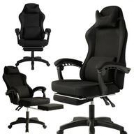 FOTEL GAMINGOWY Z PODNÓŻKIEM REGULOWANY ERGONOMICZNY OBROTOWY BIUROWY